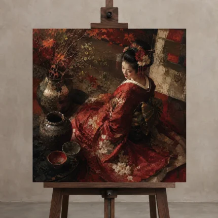 Premium Wall Art Kare Html Edition – GEISHA0826008 displayed on a studio easel