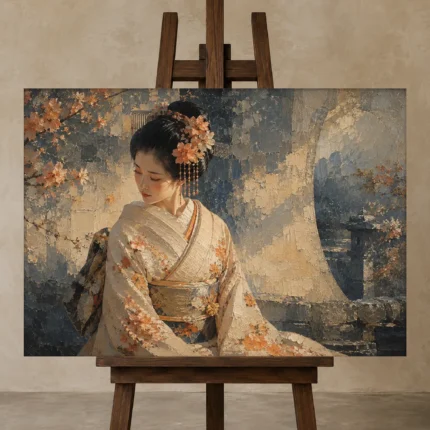 Premium Wall Art Yatay Html Edition – GEISHA0826010 displayed on a studio easel