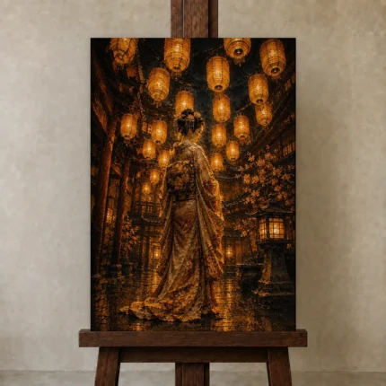 Premium Wall Art Dikey Html Edition – GEISHA0826023 displayed on a studio easel