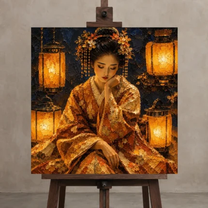 Premium Wall Art Kare Html Edition – GEISHA0826025 displayed on a studio easel