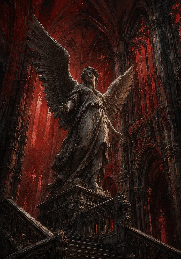 Crimson Ascension Gothic Art Prints Merlot Library Art Print