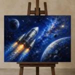 Premium Wall Art Yatay Html Edition – KIDSROOM0826019 displayed on a studio easel