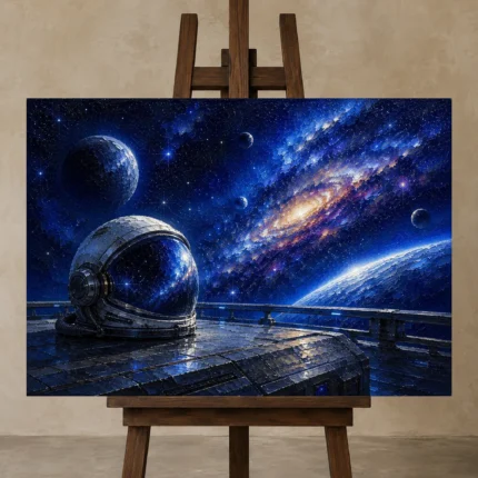 Premium Wall Art Yatay Html Edition – KIDSROOM0826021 displayed on a studio easel