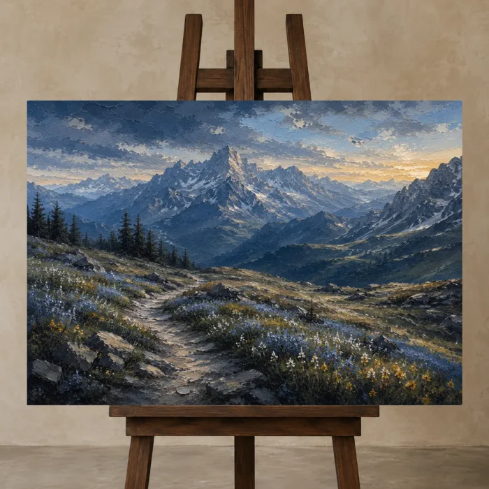 Premium Wall Art Yatay Html Edition – LANDSCAPENW2003 displayed on a studio easel