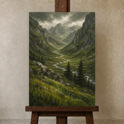 Premium Wall Art Dikey Html Edition – LANDSCAPENW2005 displayed on a studio easel