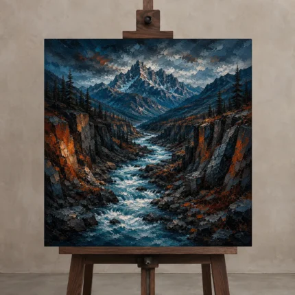 Premium Wall Art Kare Html Edition – LANDSCAPENW2009 displayed on a studio easel