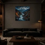 Premium Wall Art Kare Html Edition – LANDSCAPENW2009 shown in a warm modern interior