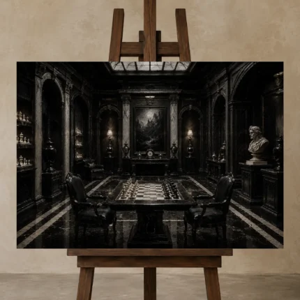 Premium Wall Art Yatay Html Edition – NM3-BLK-CS-H-002 displayed on a studio easel