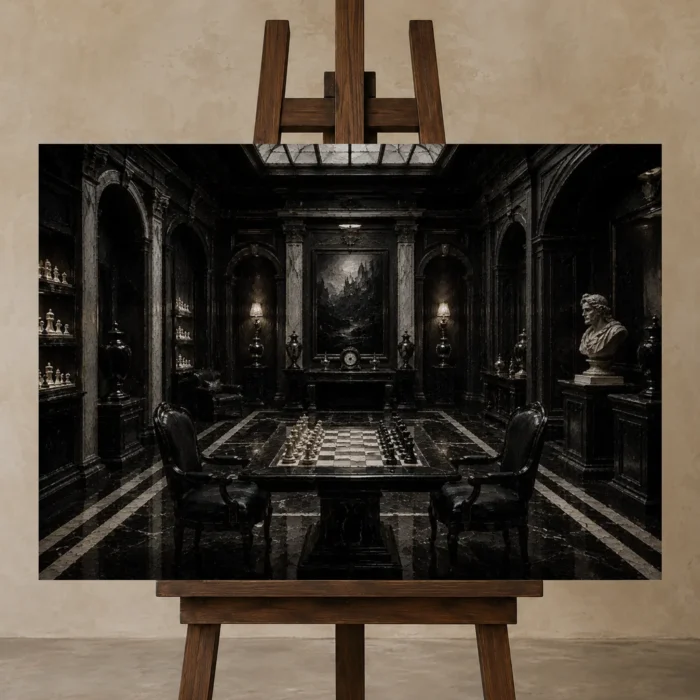 Premium Wall Art Yatay Html Edition – NM3-BLK-CS-H-002 displayed on a studio easel