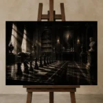 Premium Wall Art Yatay Html Edition – NM3-BLK-CS-H-003 displayed on a studio easel