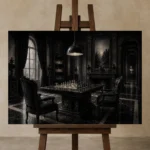 Premium Wall Art Yatay Html Edition – NM3-BLK-CS-H-004 displayed on a studio easel