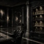 Chess Passage Cabinet Displaying Carved Chess Sets Black Den Wall Art