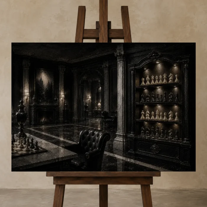Premium Wall Art Yatay Html Edition – NM3-BLK-CS-H-005 displayed on a studio easel