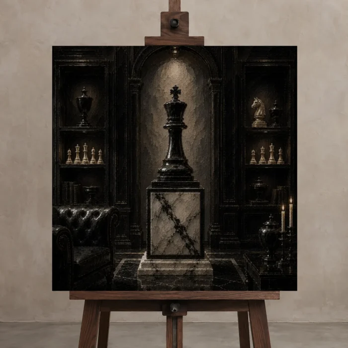 Premium Wall Art Kare Html Edition – NM3-BLK-CS-S-001 displayed on a studio easel