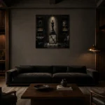 Premium Wall Art Kare Html Edition – NM3-BLK-CS-S-001 shown in a warm modern interior