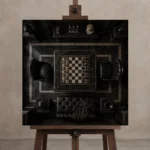 Premium Wall Art Kare Html Edition – NM3-BLK-CS-S-002 displayed on a studio easel