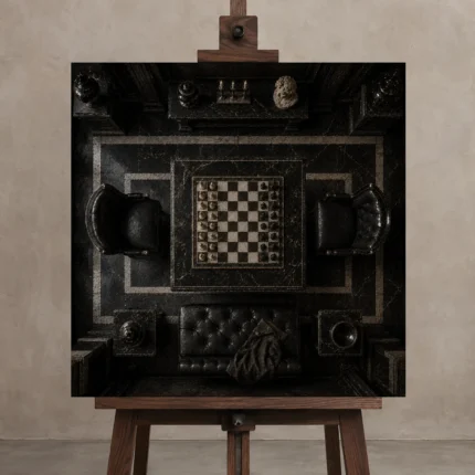 Premium Wall Art Kare Html Edition – NM3-BLK-CS-S-002 displayed on a studio easel