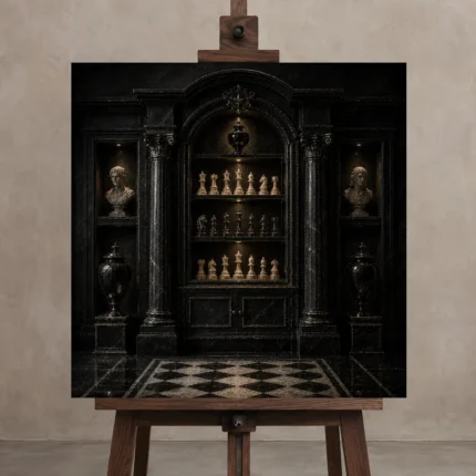 Premium Wall Art Kare Html Edition – NM3-BLK-CS-S-005 displayed on a studio easel