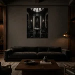 Premium Wall Art Dikey Html Edition – NM3-BLK-CS-V-002 shown in a warm modern interior