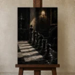 Premium Wall Art Dikey Html Edition – NM3-BLK-CS-V-003 displayed on a studio easel