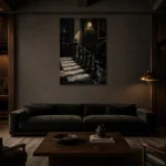Premium Wall Art Dikey Html Edition – NM3-BLK-CS-V-003 shown in a warm modern interior
