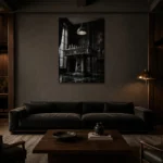 Premium Wall Art Dikey Html Edition – NM3-BLK-CS-V-004 shown in a warm modern interior