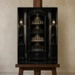 Premium Wall Art Dikey Html Edition – NM3-BLK-CS-V-005 displayed on a studio easel