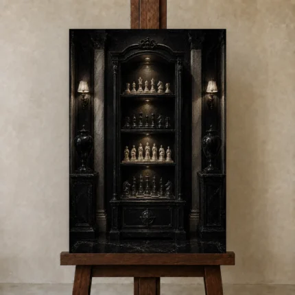 Premium Wall Art Dikey Html Edition – NM3-BLK-CS-V-005 displayed on a studio easel