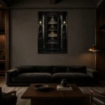 Premium Wall Art Dikey Html Edition – NM3-BLK-CS-V-005 shown in a warm modern interior