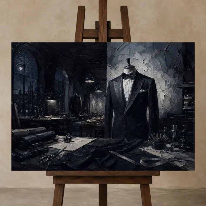 Premium Wall Art Yatay Html Edition – NM3-BLK-MT-H-001 displayed on a studio easel