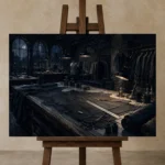 Premium Wall Art Yatay Html Edition – NM3-BLK-MT-H-002 displayed on a studio easel