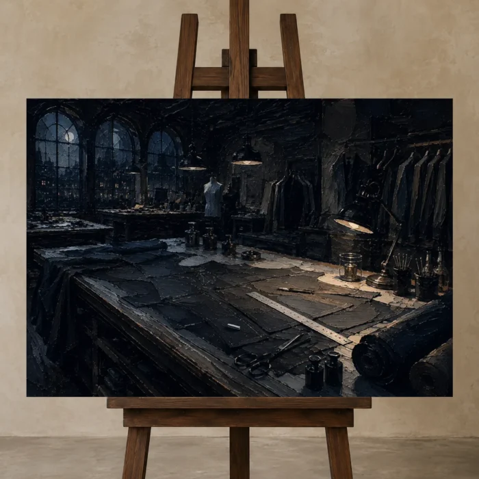 Premium Wall Art Yatay Html Edition – NM3-BLK-MT-H-002 displayed on a studio easel