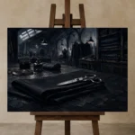 Premium Wall Art Yatay Html Edition – NM3-BLK-MT-H-003 displayed on a studio easel