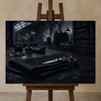 Premium Wall Art Yatay Html Edition – NM3-BLK-MT-H-003 displayed on a studio easel