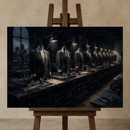 Premium Wall Art Yatay Html Edition – NM3-BLK-MT-H-004 displayed on a studio easel