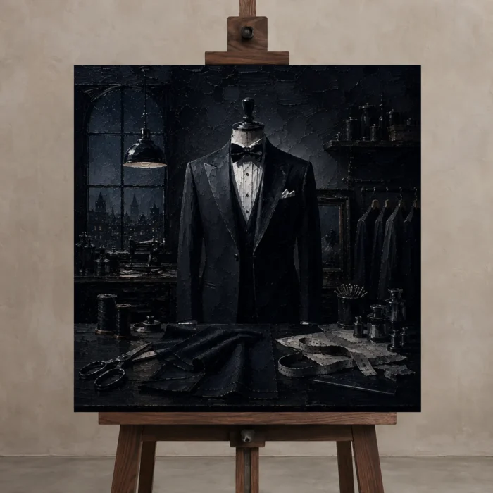 Premium Wall Art Kare Html Edition – NM3-BLK-MT-S-001 displayed on a studio easel