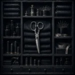 Midnight Tailor Ritual Silver Shears Black Dressing Room Wall Art