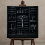 Premium Wall Art Kare Html Edition – NM3-BLK-MT-S-003 displayed on a studio easel