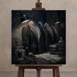 Premium Wall Art Kare Html Edition – NM3-BLK-MT-S-004 displayed on a studio easel