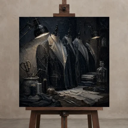 Premium Wall Art Kare Html Edition – NM3-BLK-MT-S-004 displayed on a studio easel