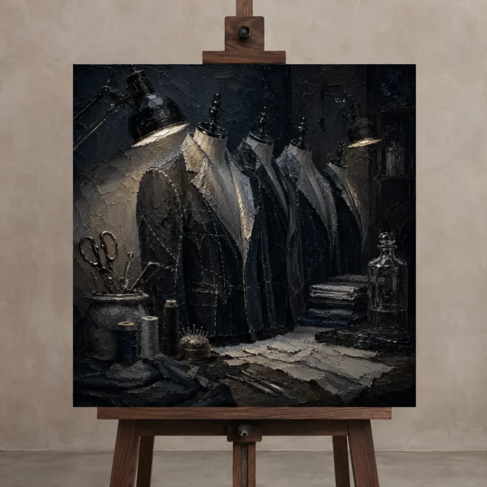 Premium Wall Art Kare Html Edition – NM3-BLK-MT-S-004 displayed on a studio easel