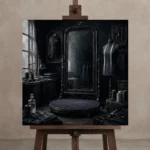 Premium Wall Art Kare Html Edition – NM3-BLK-MT-S-005 displayed on a studio easel