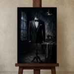 Premium Wall Art Dikey Html Edition – NM3-BLK-MT-V-001 displayed on a studio easel