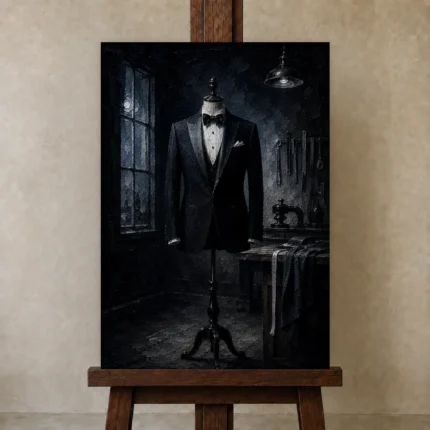Premium Wall Art Dikey Html Edition – NM3-BLK-MT-V-001 displayed on a studio easel
