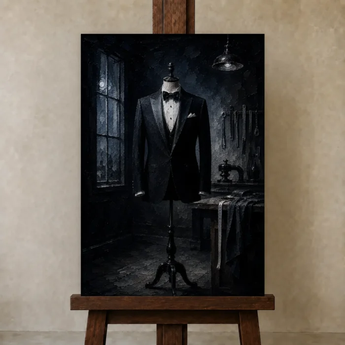 Premium Wall Art Dikey Html Edition – NM3-BLK-MT-V-001 displayed on a studio easel