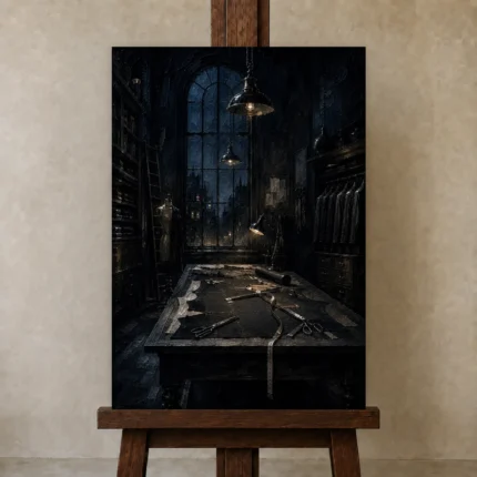 Premium Wall Art Dikey Html Edition – NM3-BLK-MT-V-002 displayed on a studio easel