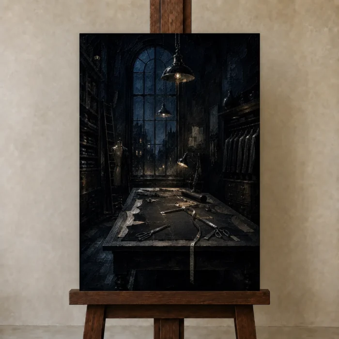 Premium Wall Art Dikey Html Edition – NM3-BLK-MT-V-002 displayed on a studio easel