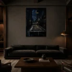 Premium Wall Art Dikey Html Edition – NM3-BLK-MT-V-002 shown in a warm modern interior