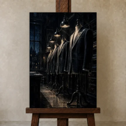 Premium Wall Art Dikey Html Edition – NM3-BLK-MT-V-004 displayed on a studio easel