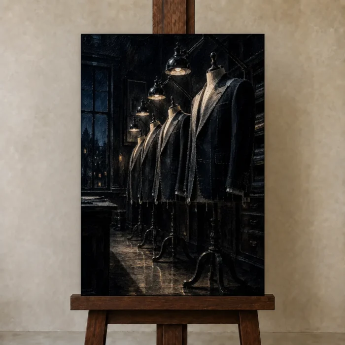 Premium Wall Art Dikey Html Edition – NM3-BLK-MT-V-004 displayed on a studio easel